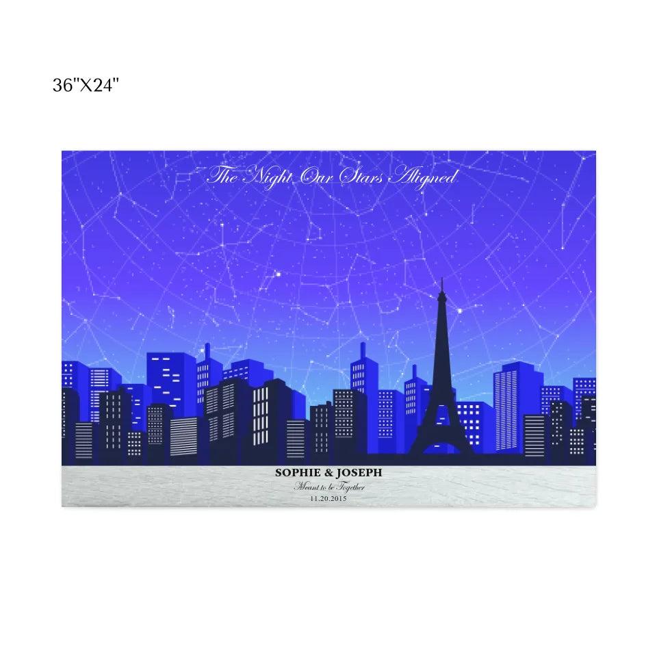 Custom Wall Art - Blue Paris Cityscape Star Map - ARTFULANE