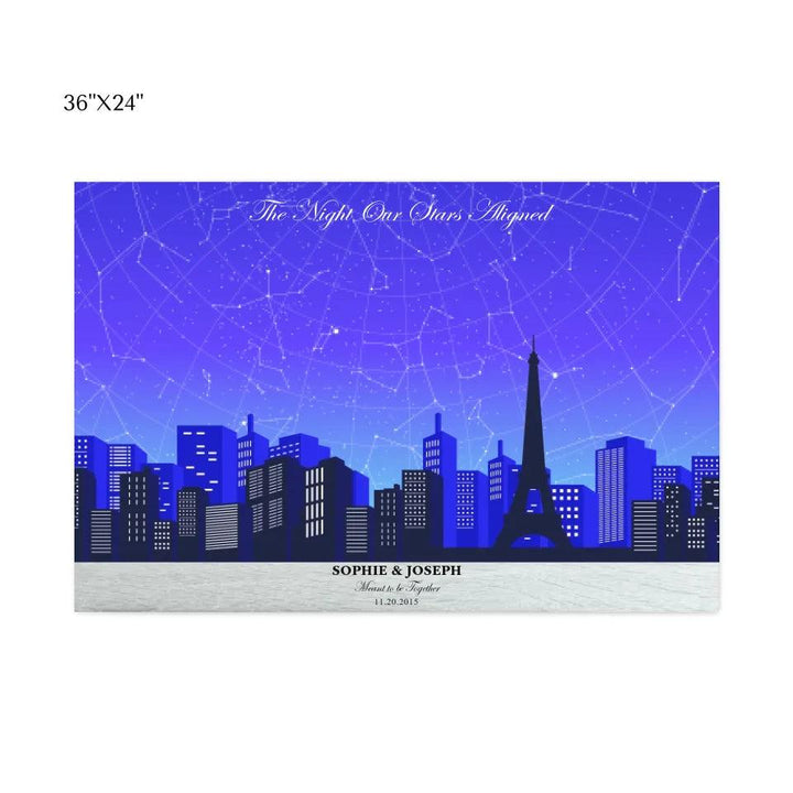 Custom Wall Art - Blue Paris Cityscape Star Map - ARTFULANE