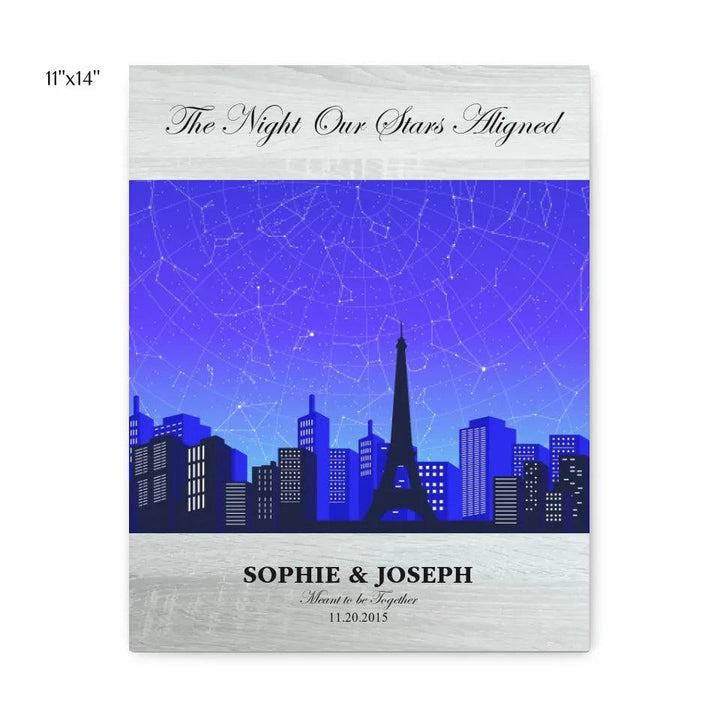 Custom Wall Art - Blue Paris Cityscape Star Map - ARTFULANE