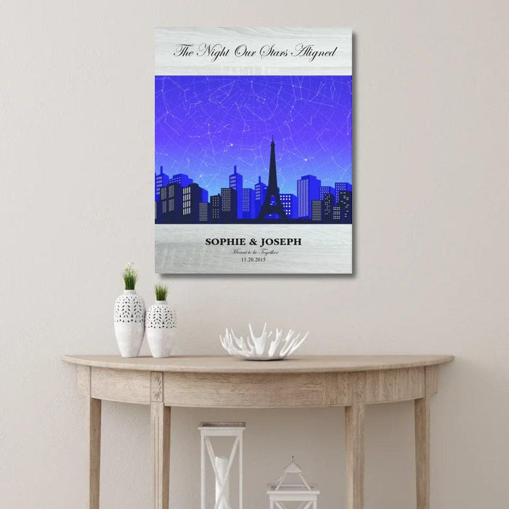 Custom Wall Art - Blue Paris Cityscape Star Map - ARTFULANE