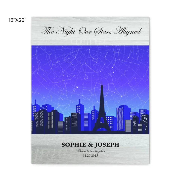 Custom Wall Art - Blue Paris Cityscape Star Map - ARTFULANE