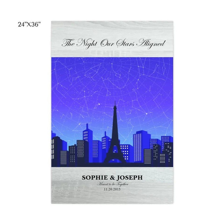 Custom Wall Art - Blue Paris Cityscape Star Map - ARTFULANE