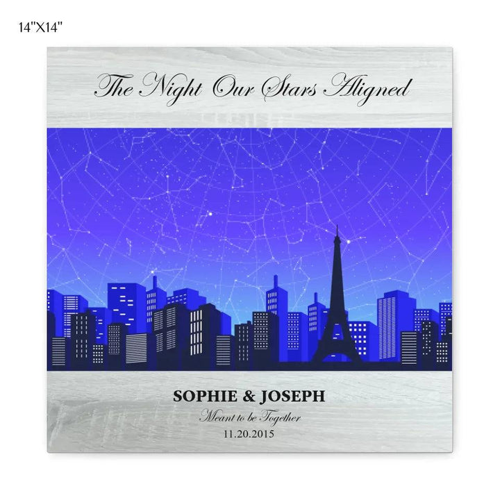 Custom Wall Art - Blue Paris Cityscape Star Map - ARTFULANE