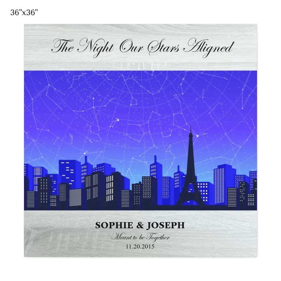 Custom Wall Art - Blue Paris Cityscape Star Map - ARTFULANE