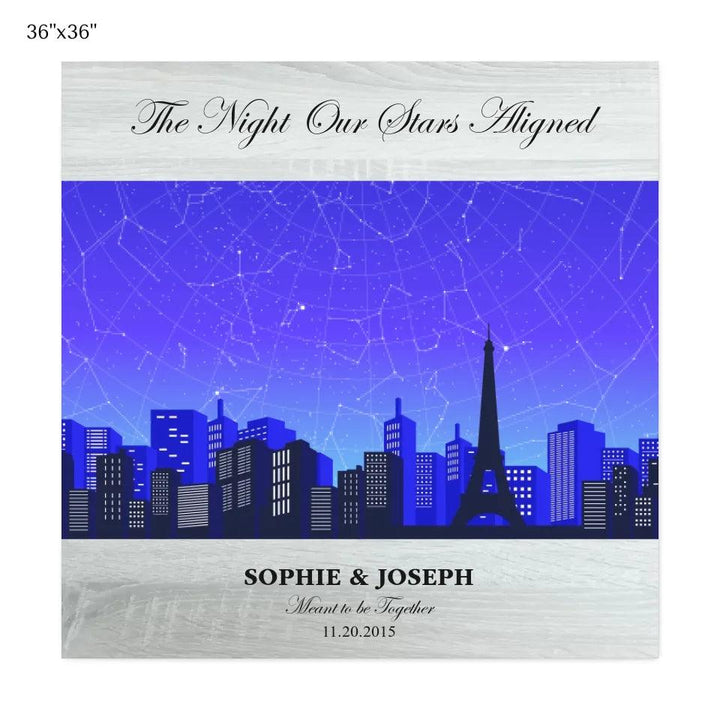 Custom Wall Art - Blue Paris Cityscape Star Map - ARTFULANE