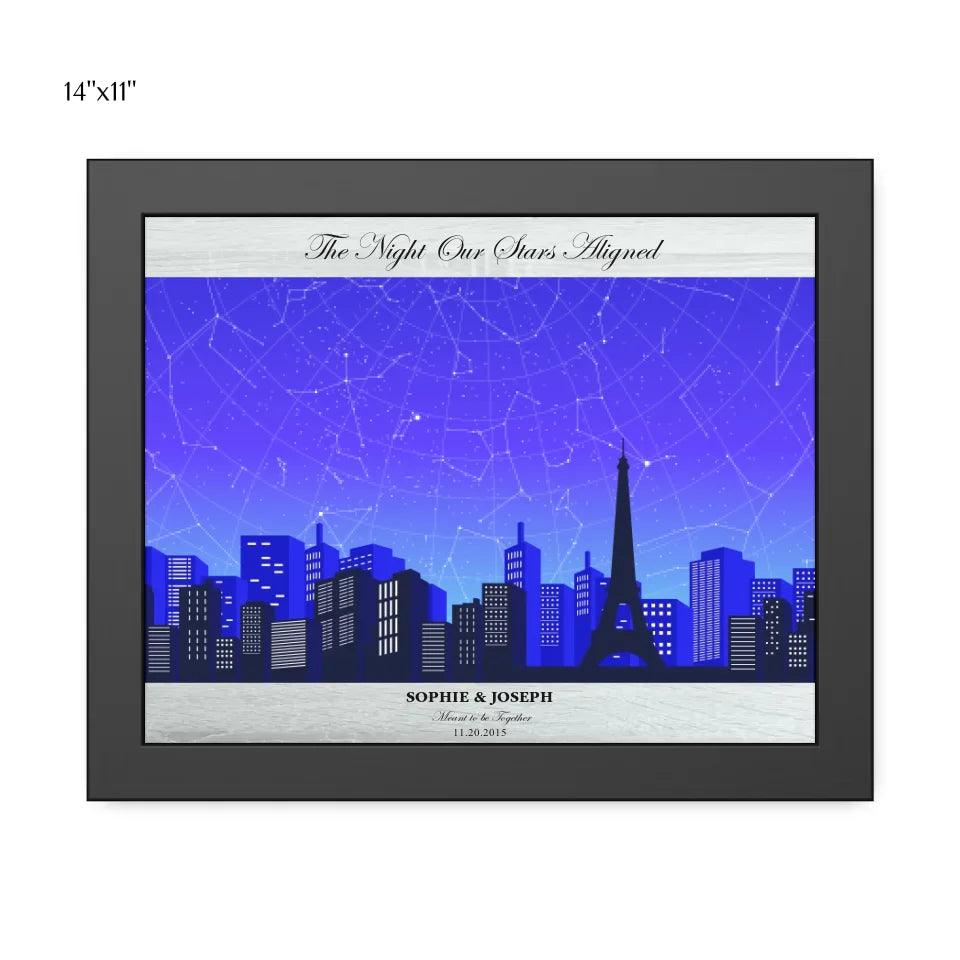 Custom Wall Art - Blue Paris Cityscape Star Map - ARTFULANE