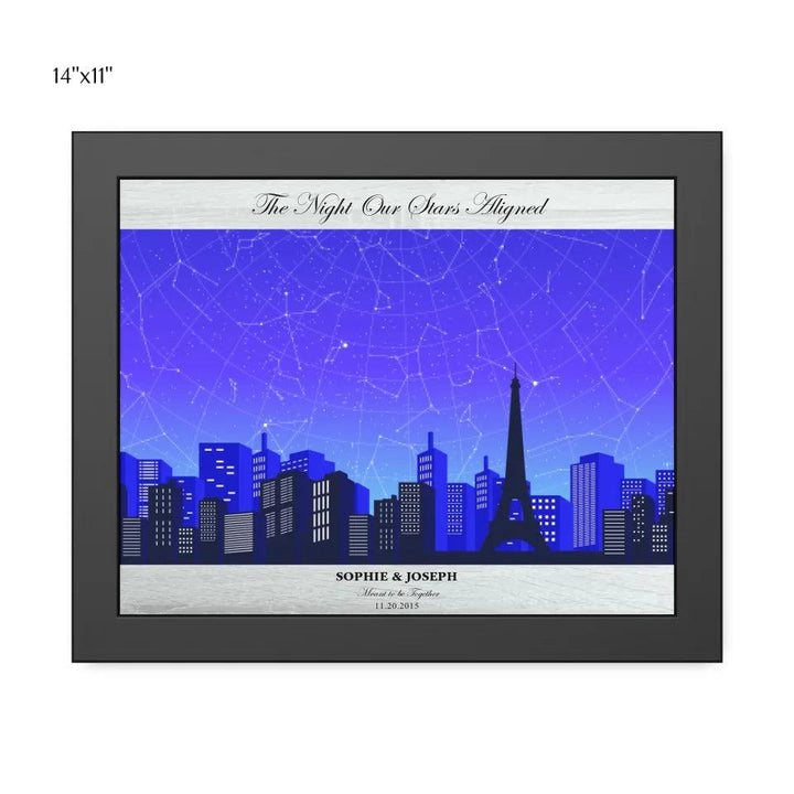 Custom Wall Art - Blue Paris Cityscape Star Map - ARTFULANE