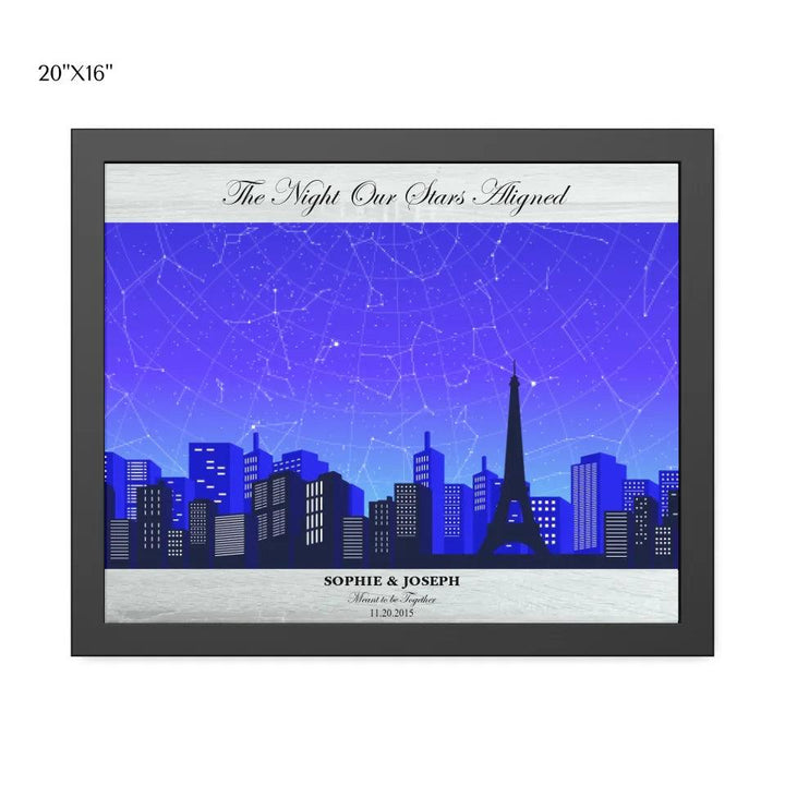 Custom Wall Art - Blue Paris Cityscape Star Map - ARTFULANE