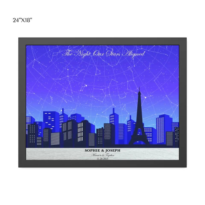 Custom Wall Art - Blue Paris Cityscape Star Map - ARTFULANE