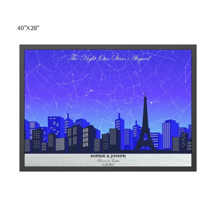 Custom Wall Art - Blue Paris Cityscape Star Map - ARTFULANE