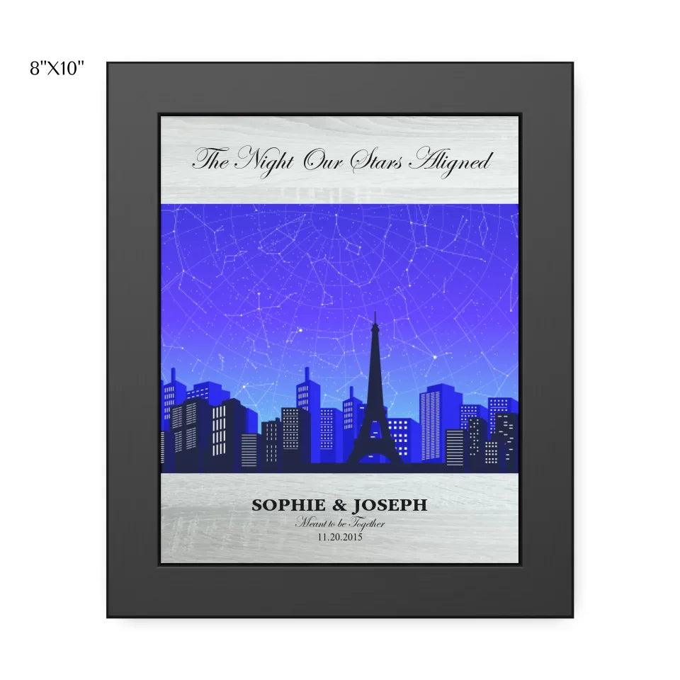 Custom Wall Art - Blue Paris Cityscape Star Map - ARTFULANE