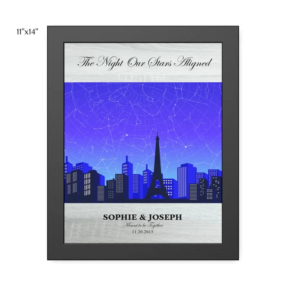 Custom Wall Art - Blue Paris Cityscape Star Map - ARTFULANE
