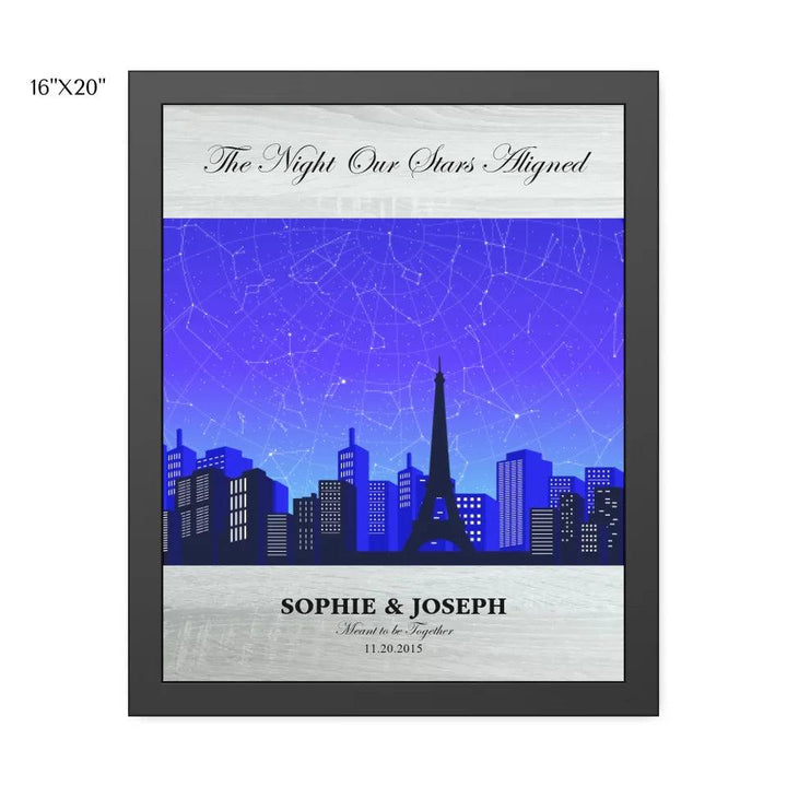 Custom Wall Art - Blue Paris Cityscape Star Map - ARTFULANE