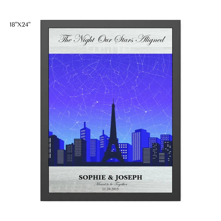 Custom Wall Art - Blue Paris Cityscape Star Map - ARTFULANE
