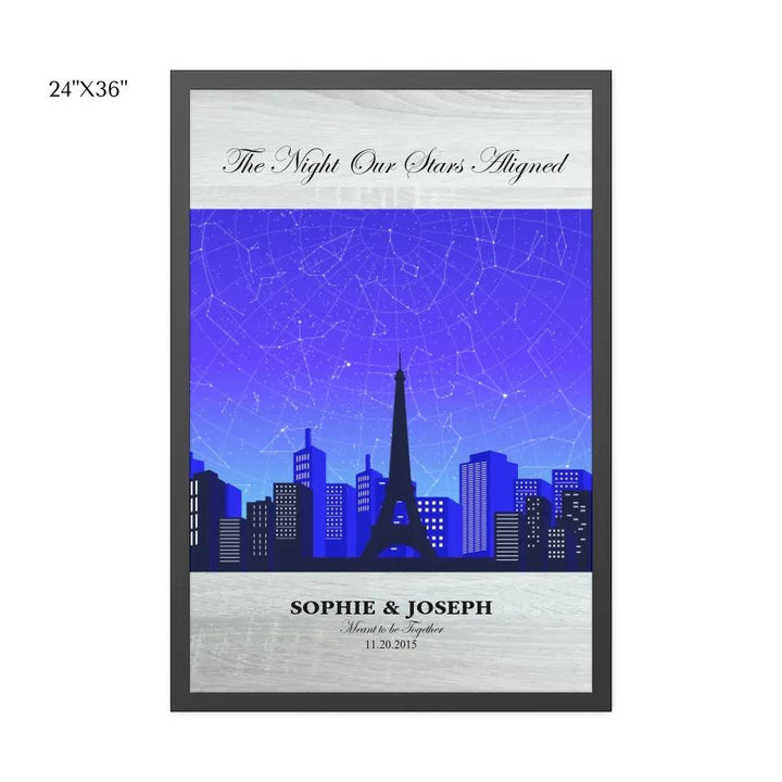 Custom Wall Art - Blue Paris Cityscape Star Map - ARTFULANE