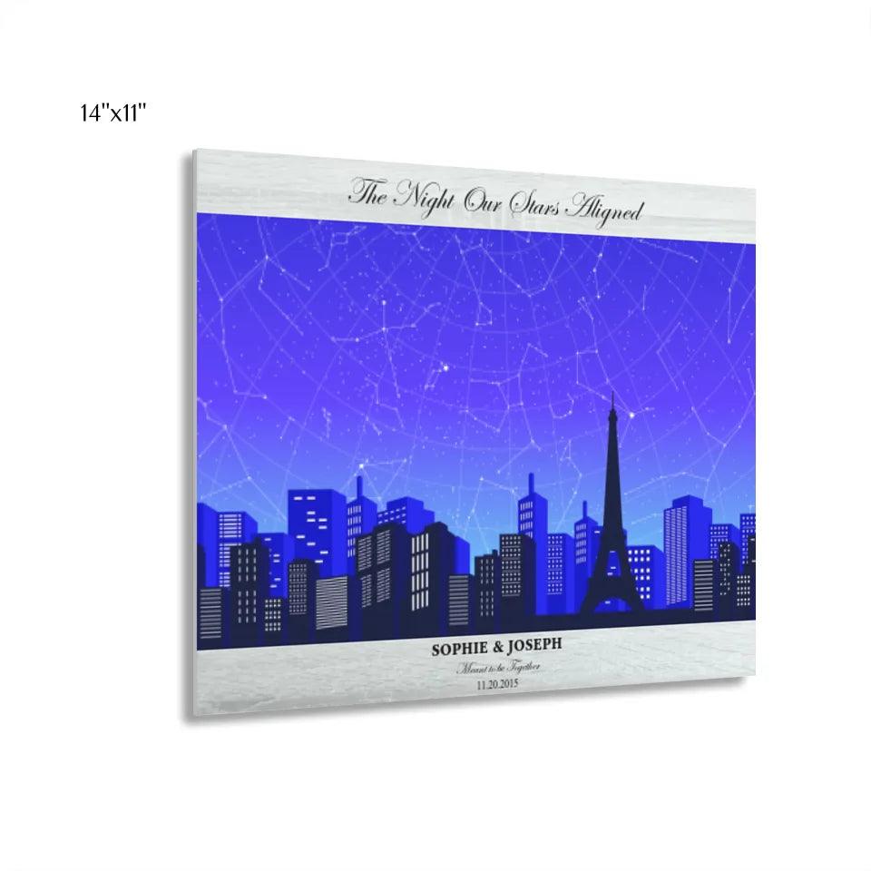 Custom Wall Art - Blue Paris Cityscape Star Map - ARTFULANE