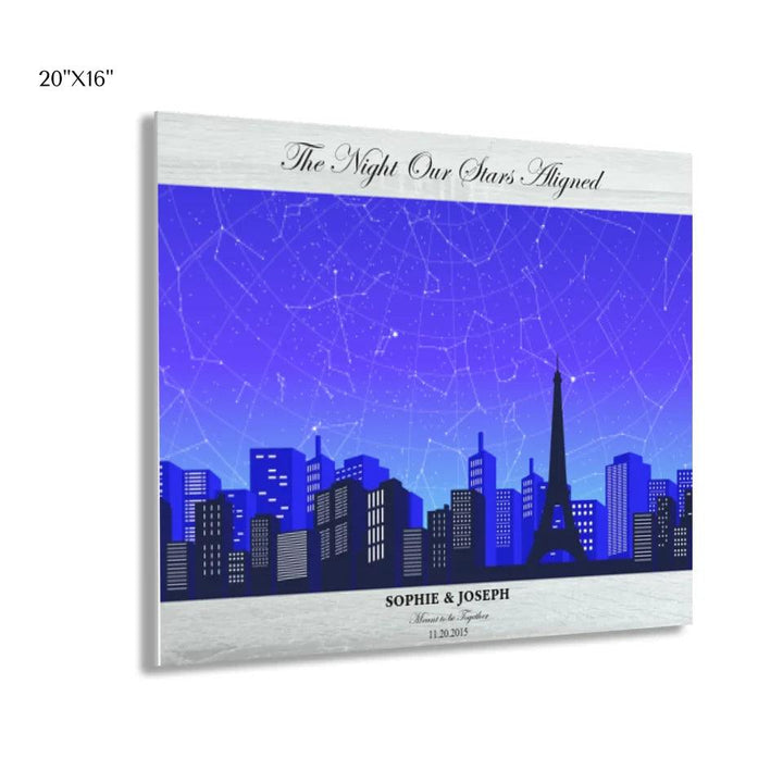 Custom Wall Art - Blue Paris Cityscape Star Map - ARTFULANE