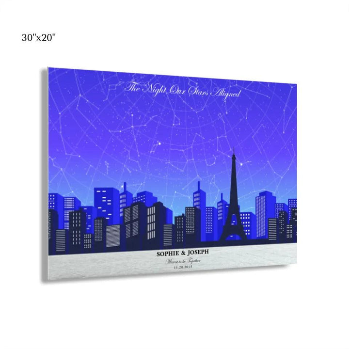 Custom Wall Art - Blue Paris Cityscape Star Map - ARTFULANE