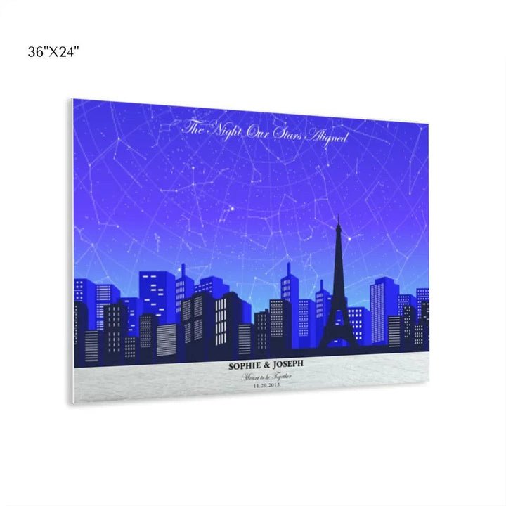 Custom Wall Art - Blue Paris Cityscape Star Map - ARTFULANE