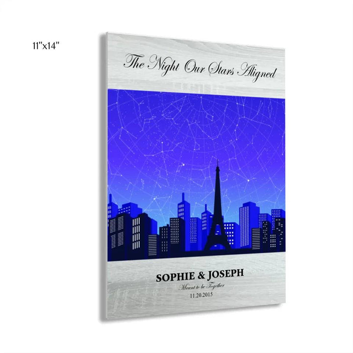 Custom Wall Art - Blue Paris Cityscape Star Map - ARTFULANE