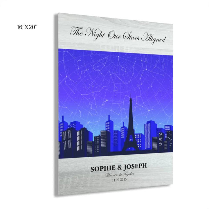 Custom Wall Art - Blue Paris Cityscape Star Map - ARTFULANE