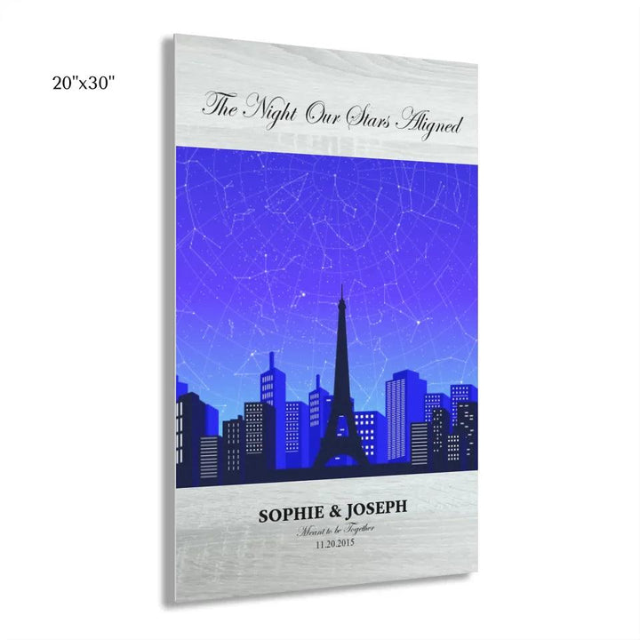 Custom Wall Art - Blue Paris Cityscape Star Map - ARTFULANE