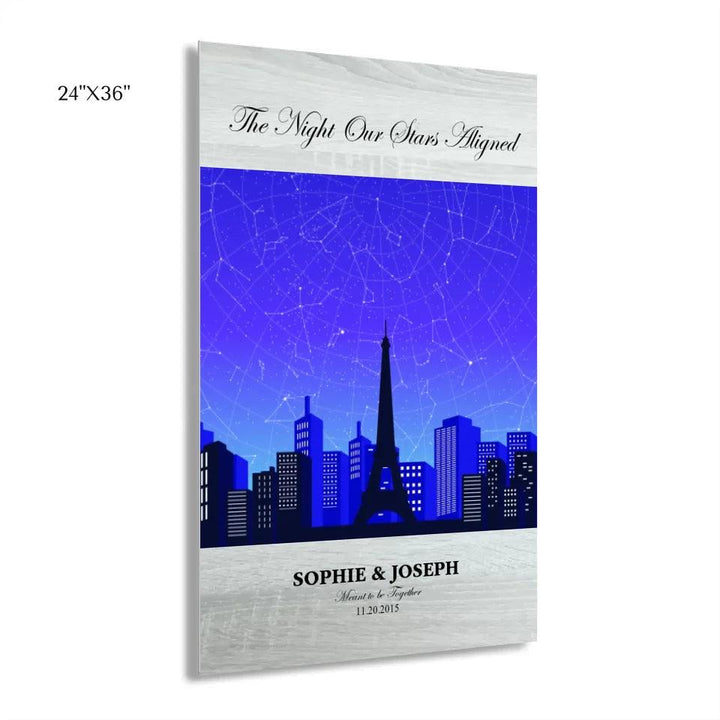 Custom Wall Art - Blue Paris Cityscape Star Map - ARTFULANE