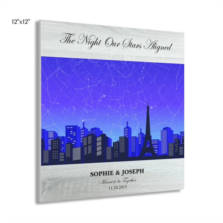 Custom Wall Art - Blue Paris Cityscape Star Map - ARTFULANE
