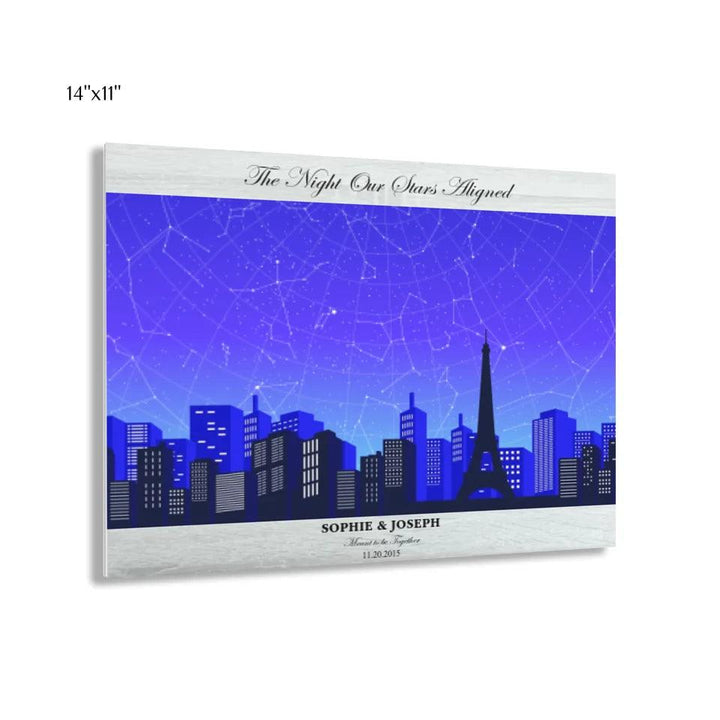 Custom Wall Art - Blue Paris Cityscape Star Map - ARTFULANE