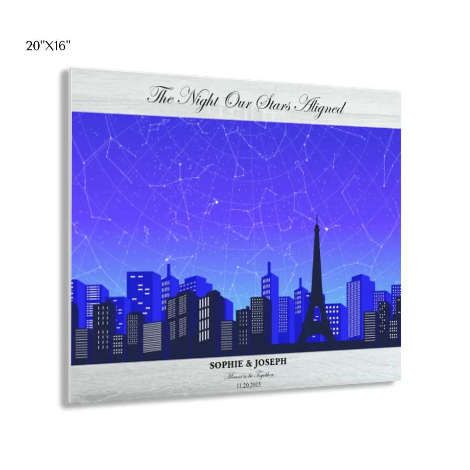 Custom Wall Art - Blue Paris Cityscape Star Map - ARTFULANE
