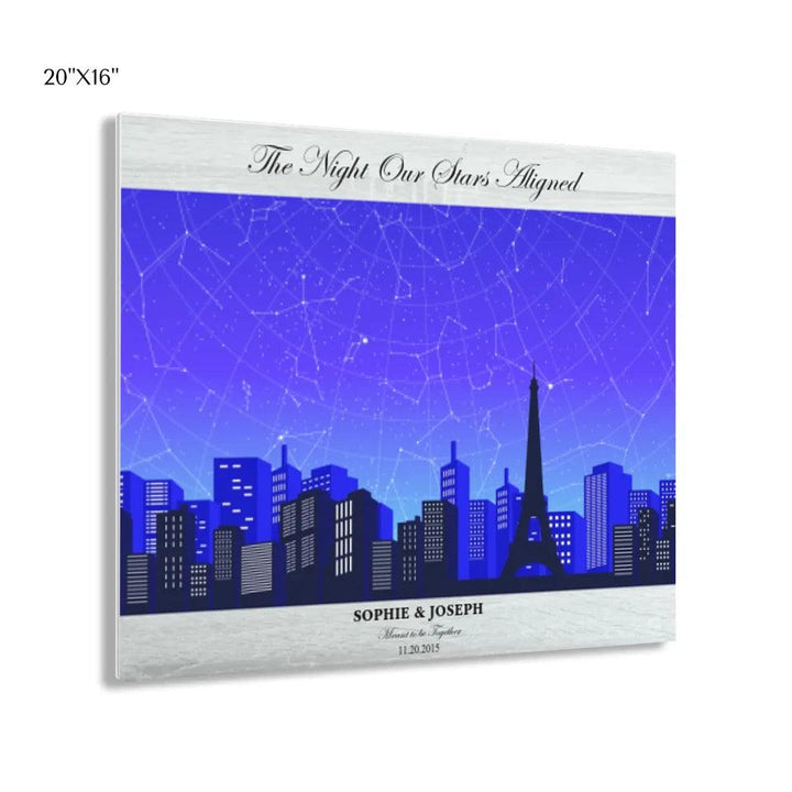 Custom Wall Art - Blue Paris Cityscape Star Map - ARTFULANE