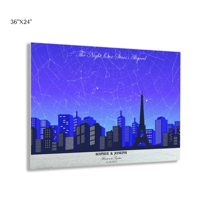 Custom Wall Art - Blue Paris Cityscape Star Map - ARTFULANE
