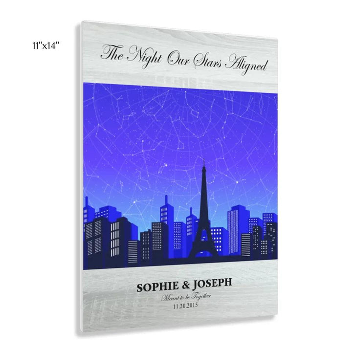 Custom Wall Art - Blue Paris Cityscape Star Map - ARTFULANE