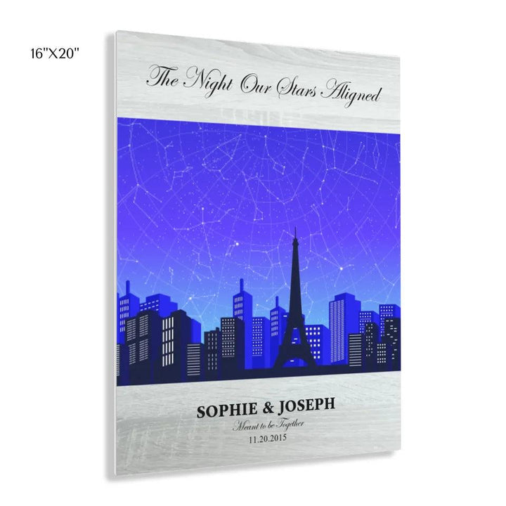Custom Wall Art - Blue Paris Cityscape Star Map - ARTFULANE