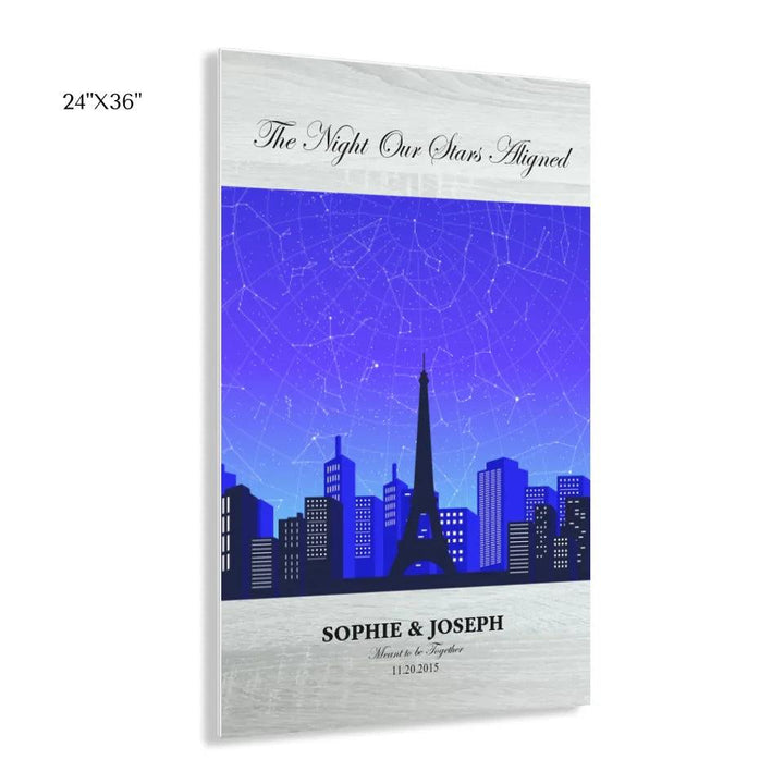 Custom Wall Art - Blue Paris Cityscape Star Map - ARTFULANE