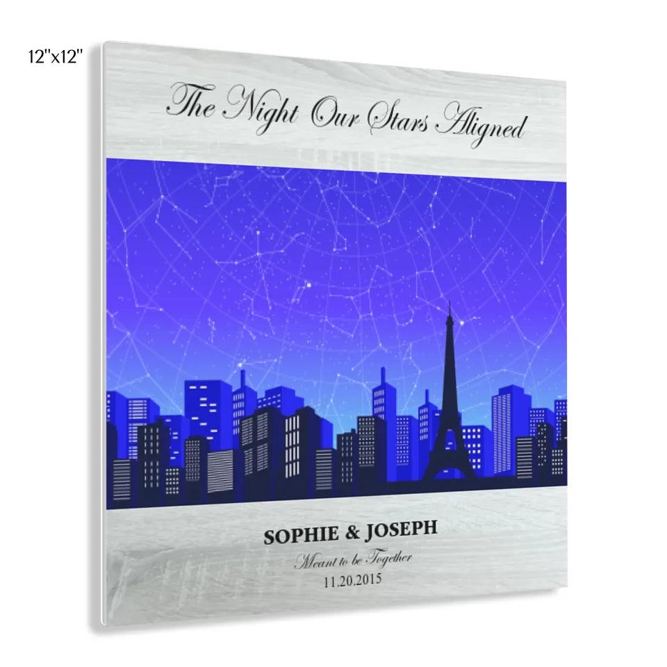 Custom Wall Art - Blue Paris Cityscape Star Map - ARTFULANE