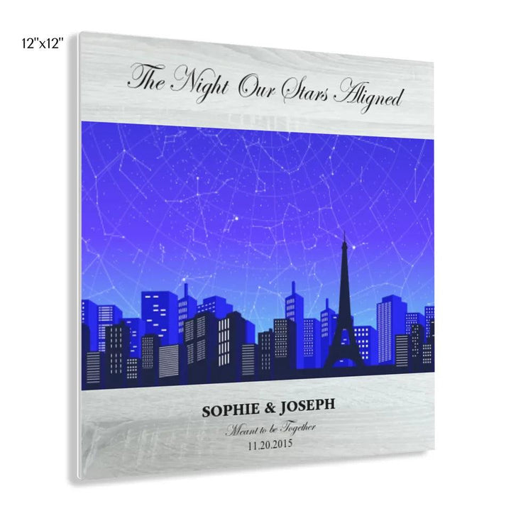 Custom Wall Art - Blue Paris Cityscape Star Map - ARTFULANE