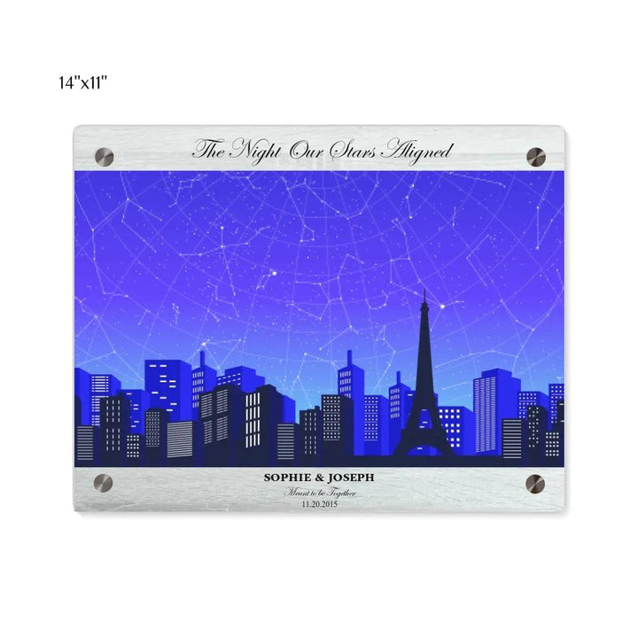Custom Wall Art - Blue Paris Cityscape Star Map - ARTFULANE