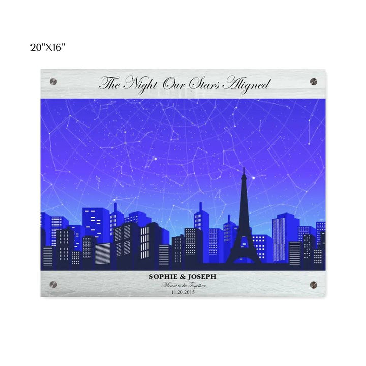 Custom Wall Art - Blue Paris Cityscape Star Map - ARTFULANE