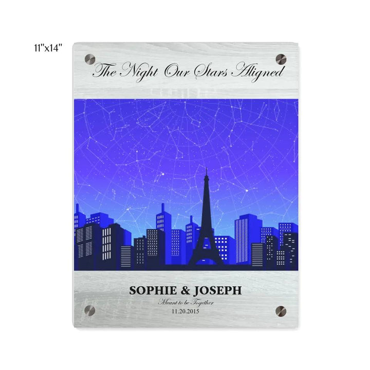 Custom Wall Art - Blue Paris Cityscape Star Map - ARTFULANE