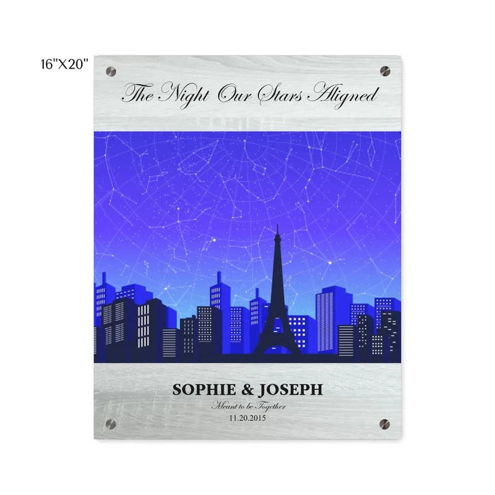 Custom Wall Art - Blue Paris Cityscape Star Map - ARTFULANE