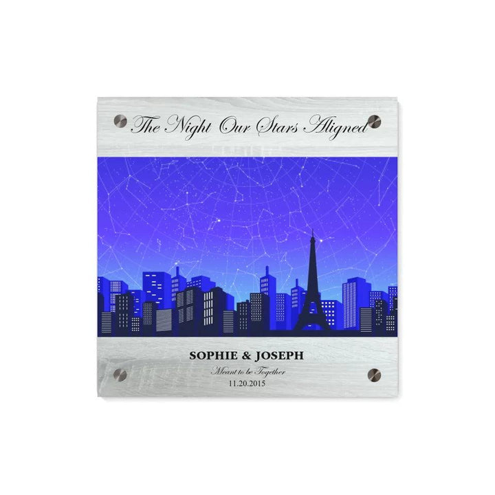 Custom Wall Art - Blue Paris Cityscape Star Map - ARTFULANE