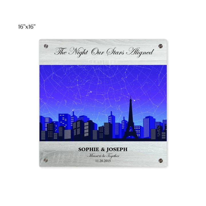 Custom Wall Art - Blue Paris Cityscape Star Map - ARTFULANE