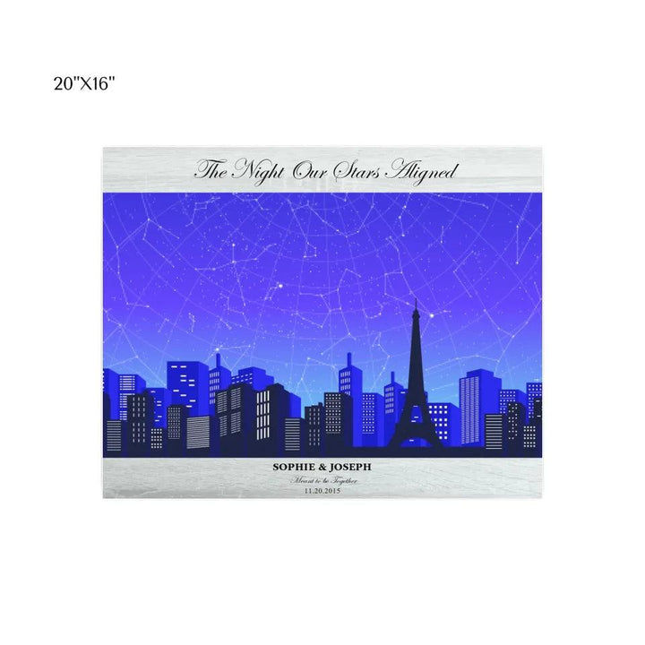 Custom Wall Art - Blue Paris Cityscape Star Map - ARTFULANE
