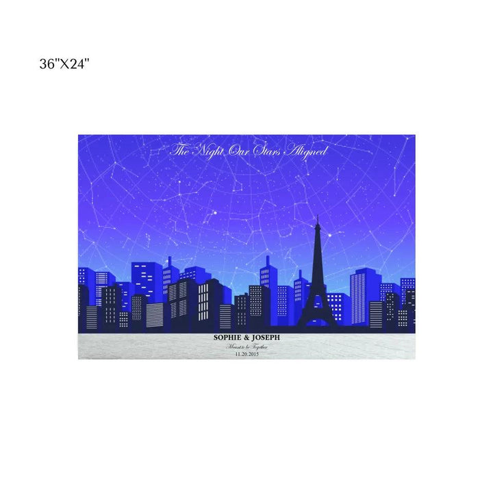 Custom Wall Art - Blue Paris Cityscape Star Map - ARTFULANE