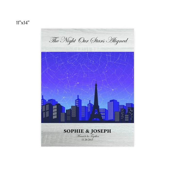 Custom Wall Art - Blue Paris Cityscape Star Map - ARTFULANE