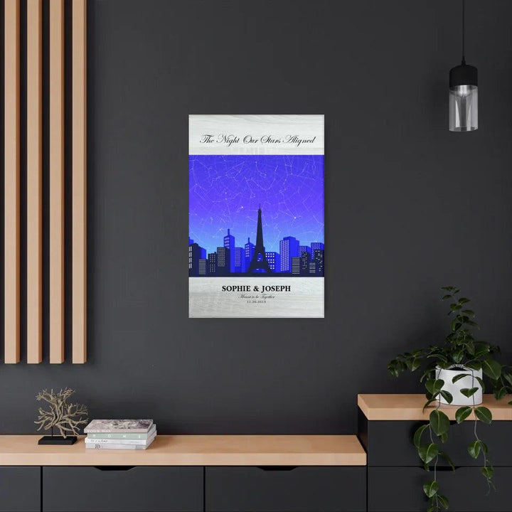 Custom Wall Art - Blue Paris Cityscape Star Map - ARTFULANE