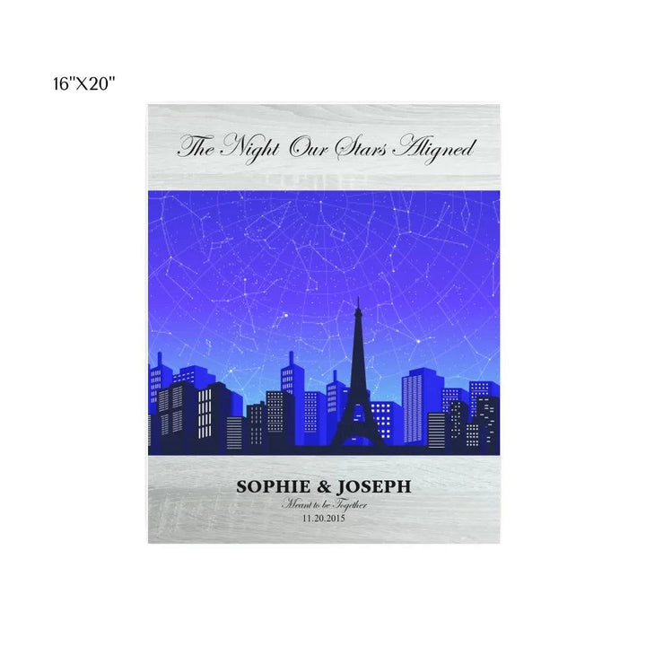 Custom Wall Art - Blue Paris Cityscape Star Map - ARTFULANE