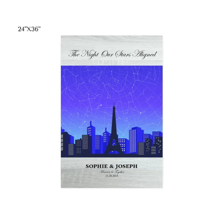 Custom Wall Art - Blue Paris Cityscape Star Map - ARTFULANE