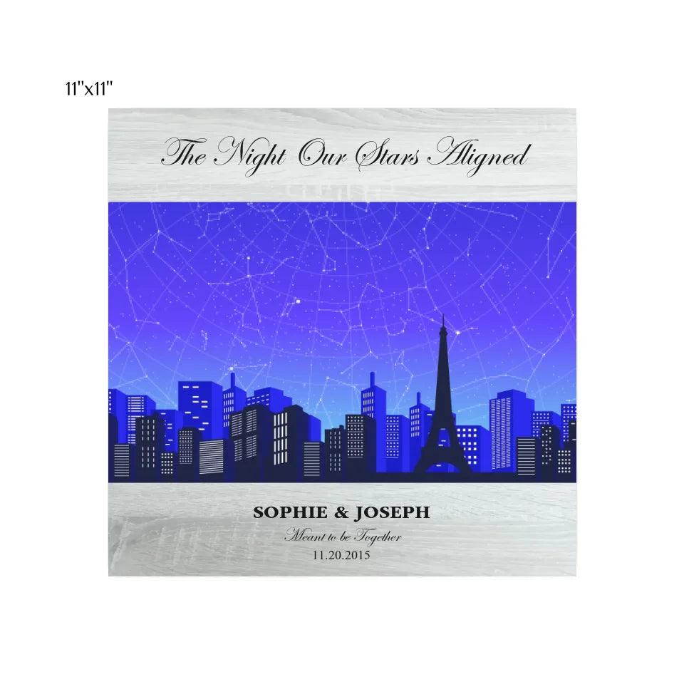Custom Wall Art - Blue Paris Cityscape Star Map - ARTFULANE